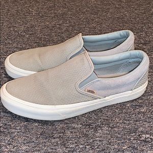 Light Grey Textured Suede Slip On Women’s Vans